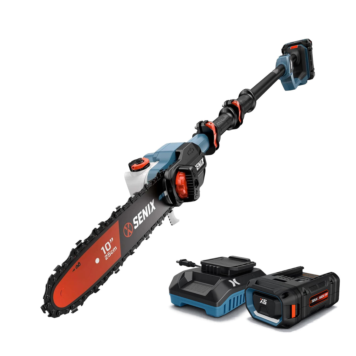 SENIX - X6 60V Max* 10" Cordless Pole Saw, Brushless (3.0 Ah Battery & Charger Included) - Blue
