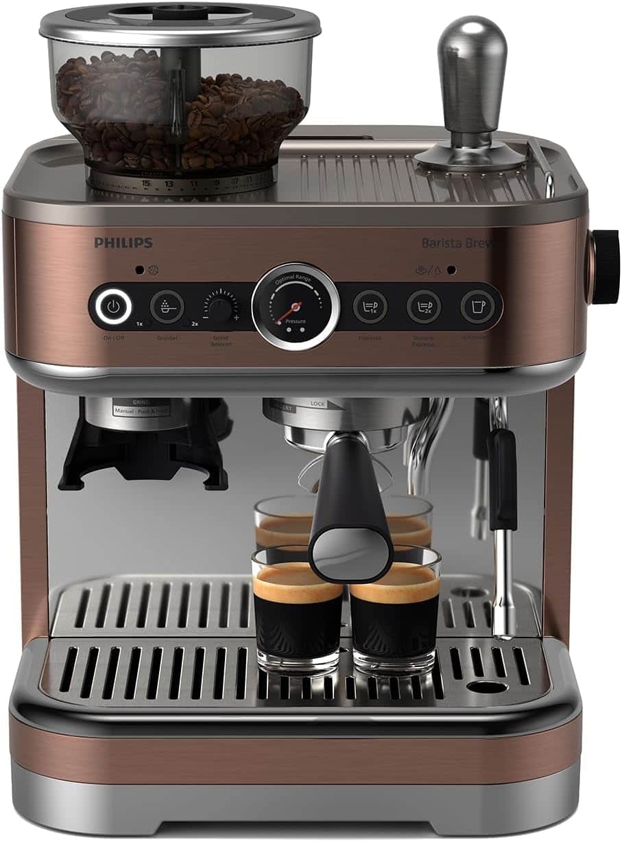 Philips - Barista Brew Semi Automatic Espresso Machine - Single & Double Espresso + Americano Button - Cappuccino