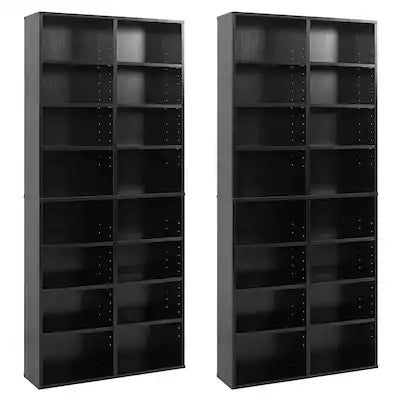 Costway - 2 PCS 16-Cube Bookcases CD Storage Rack with 12 Adjustable Shelves, Media Storage Organizer