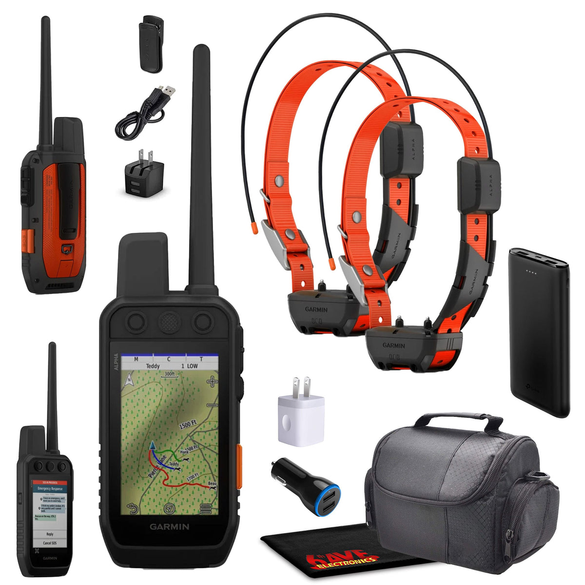 Garmin - Alpha 300i Bundle with 2 Alpha TT25 GPS Dog Collars - Black