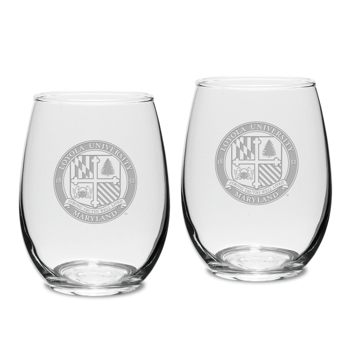Jardine - Loyola Greyhounds 15oz. 2-Piece Stemless Wine Glass Set - Multicolor
