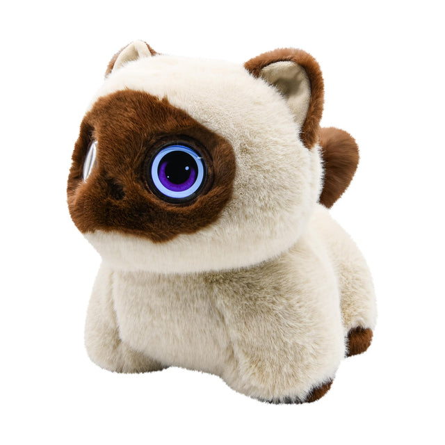 Front. Contixo - AI Pixie-Paw Smart Interactive Plush Cat – AI Companion Stuffed Toy with Voice, Expressive Eyes & Touch-Activated Play - Brown.