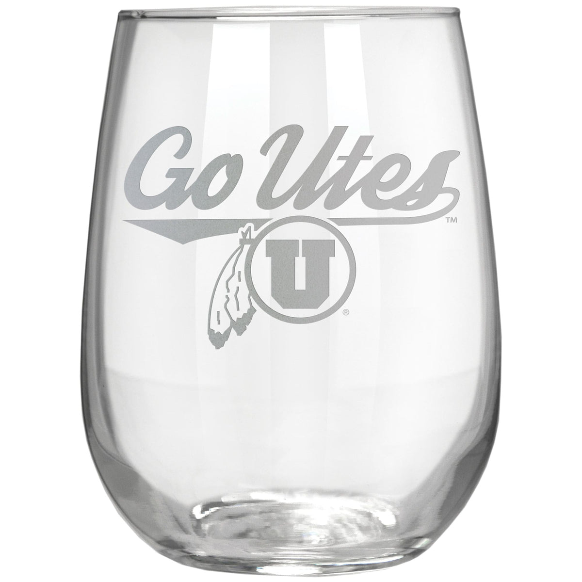Great American Products - Utah Utes Etched 17oz. Rally Cry Stemless Wine Glass - Multicolor