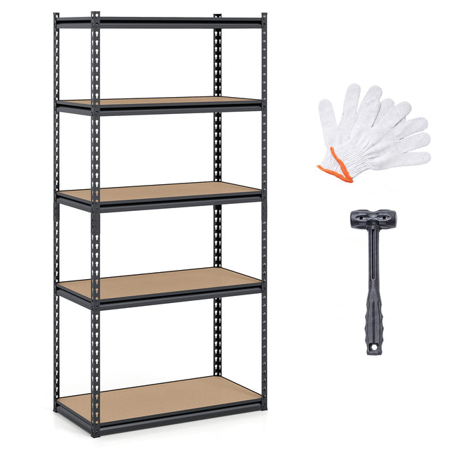 Front. Gymax - Gymax 5-Tier Garage Shelving Unit 2200 LBS Heavy Duty Metal Storage Shelves for Pantry - Black.