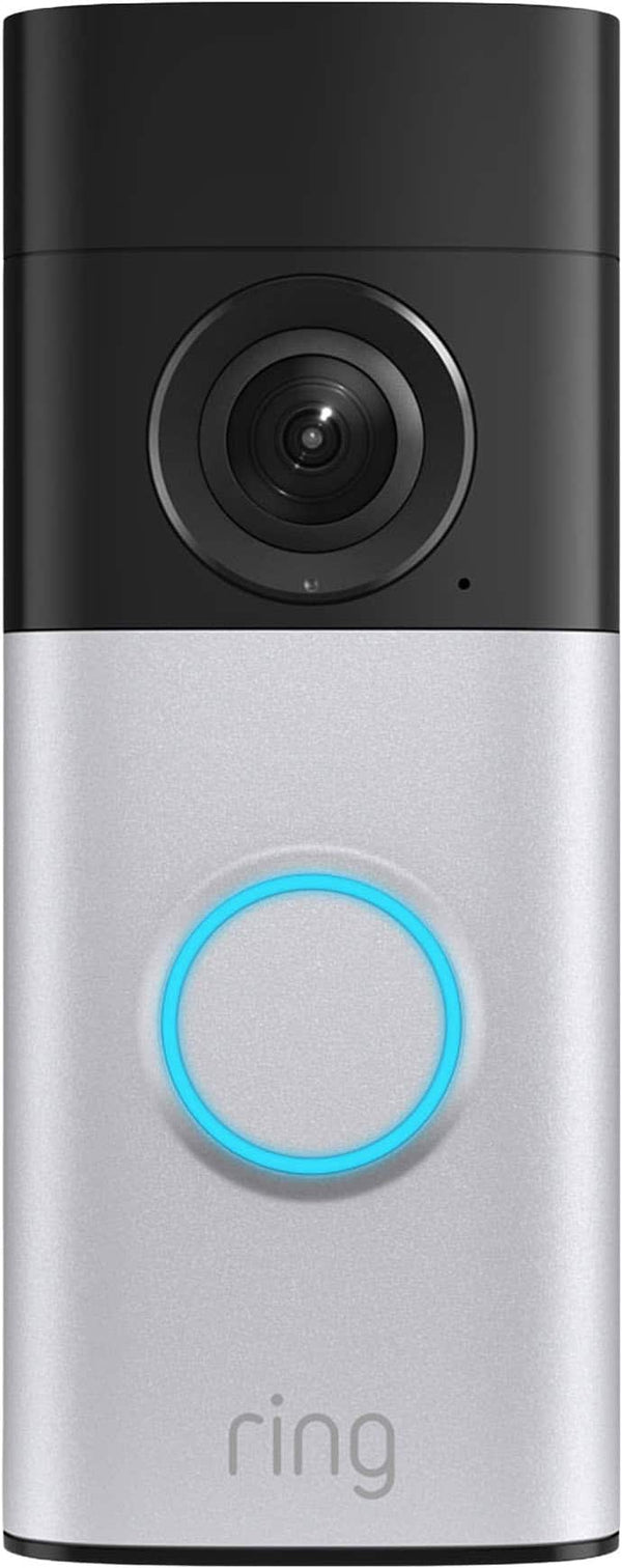 Ring - Wired Doorbell 2K Plus — Retinal 2K, Motion Detection, Night Vision - Nickel Silver