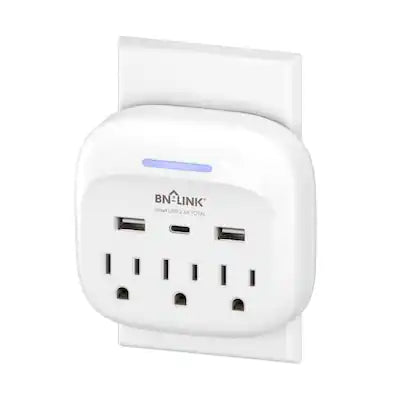 BN-LINK - Multi Plug Outlet Extender with USB, Surge Protector, 3 AC Outlets & 3 USB Ports (USB-C), 1 Pack