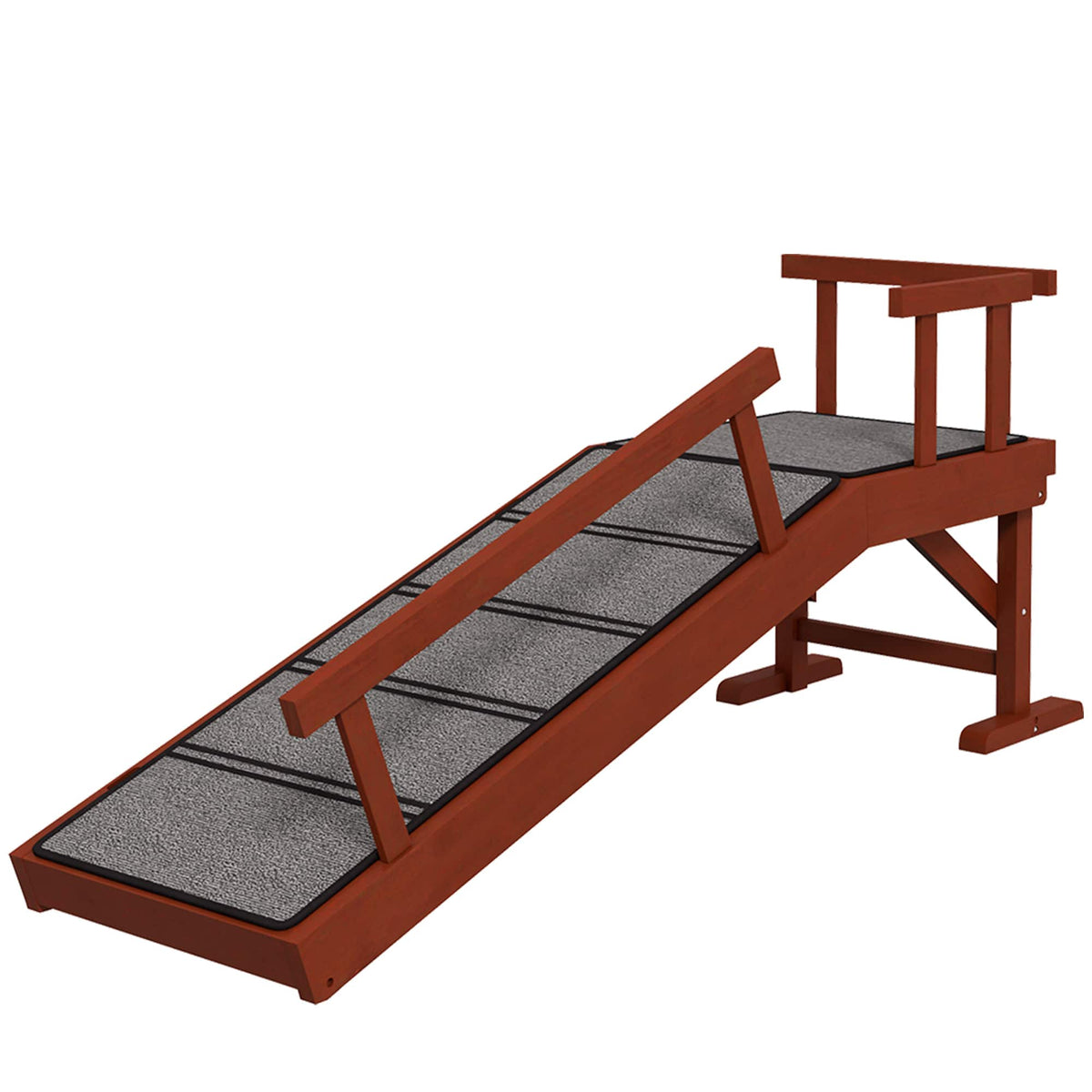 Pawhut - Dog Ramp with Removable Guardrails, Non-Slip Surface - Brown