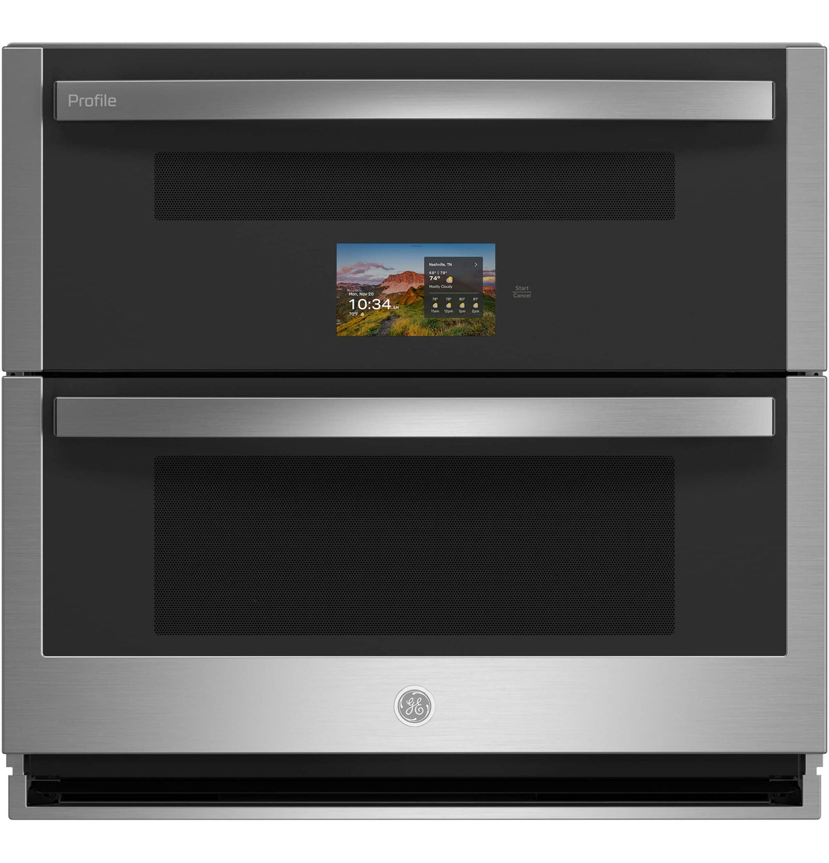 GE Profile - 30" Smart Built-In Double Electric Twin Flex Convection Wall Oven with No Preheat Air Fry - Stainless Steel