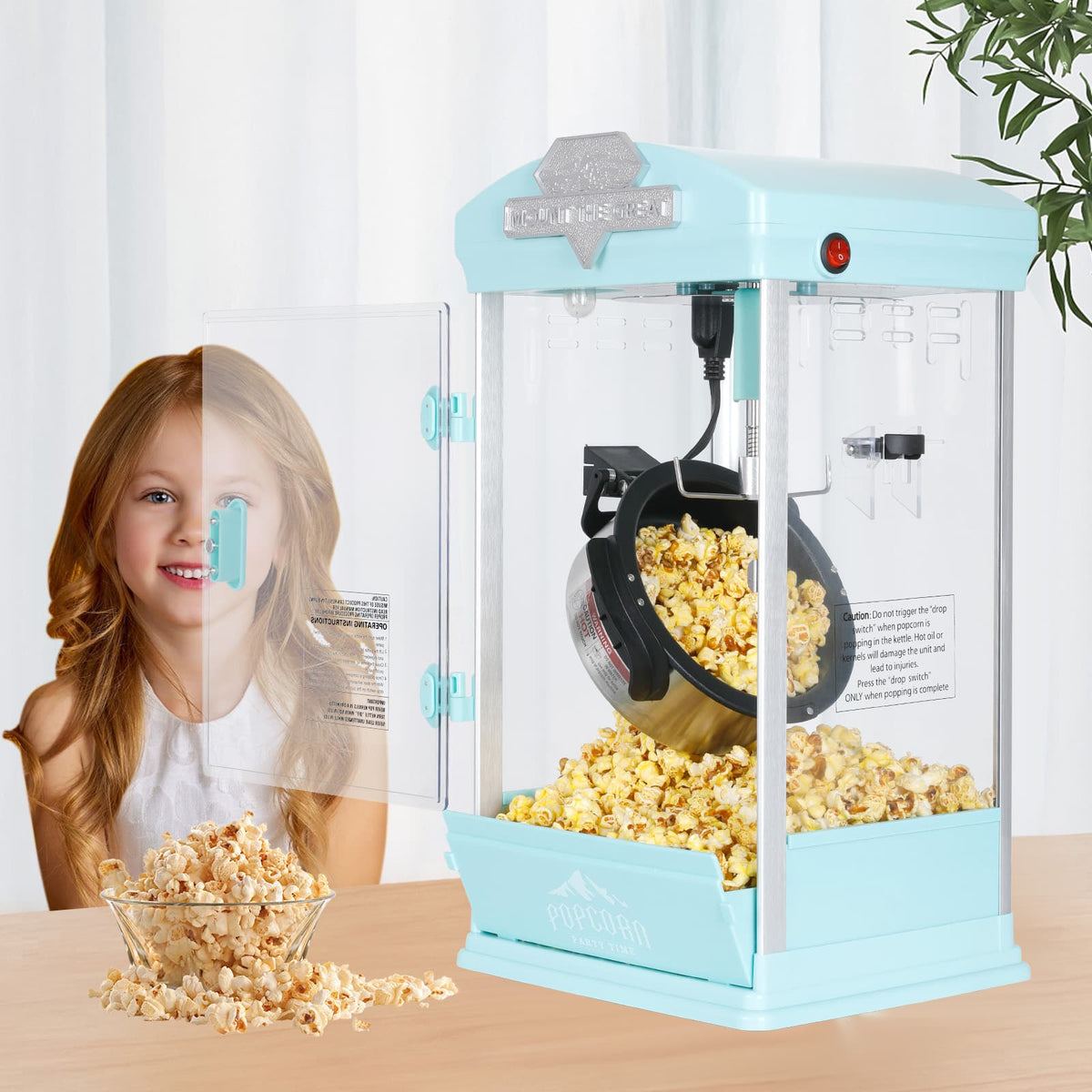 Loheer - 8 Oz Kettle Countertop Popcorn Maker with Warming Deck for Home Theater - Green