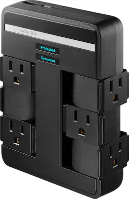Rocketfish™ - 6-Outlet/1-USB/1-USB-C Swivel Wall Tap 2,100 Joules Surge Protector