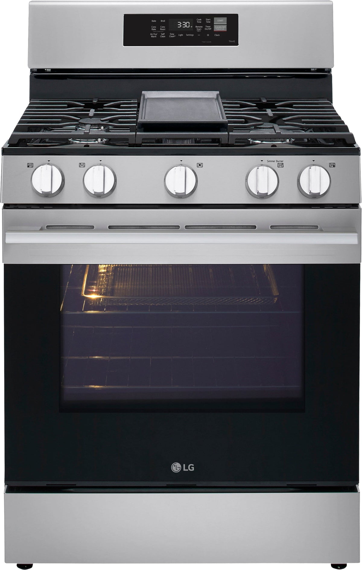 LG - 30-in Wide 6.3 Cu. Ft. Freestanding Gas True Convection Smart Range with 5 Burners,  Air Fry and UltraHeat 20K Burner - Stainless Steel