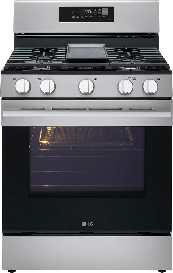 LG - 30-in Wide 6.3 Cu. Ft. Freestanding Gas True Convection Smart Range with 5 Burners,  Air Fry and UltraHeat 20K Burner - Stainless Steel