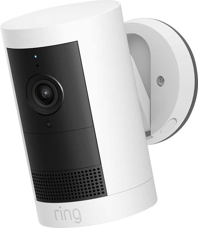 Front. Ring - Outdoor Cam Plus, Battery, Wide-Angle 2K Video, Low-Light Sight for full-color night vision, Mount-anywhere versatility - White.
