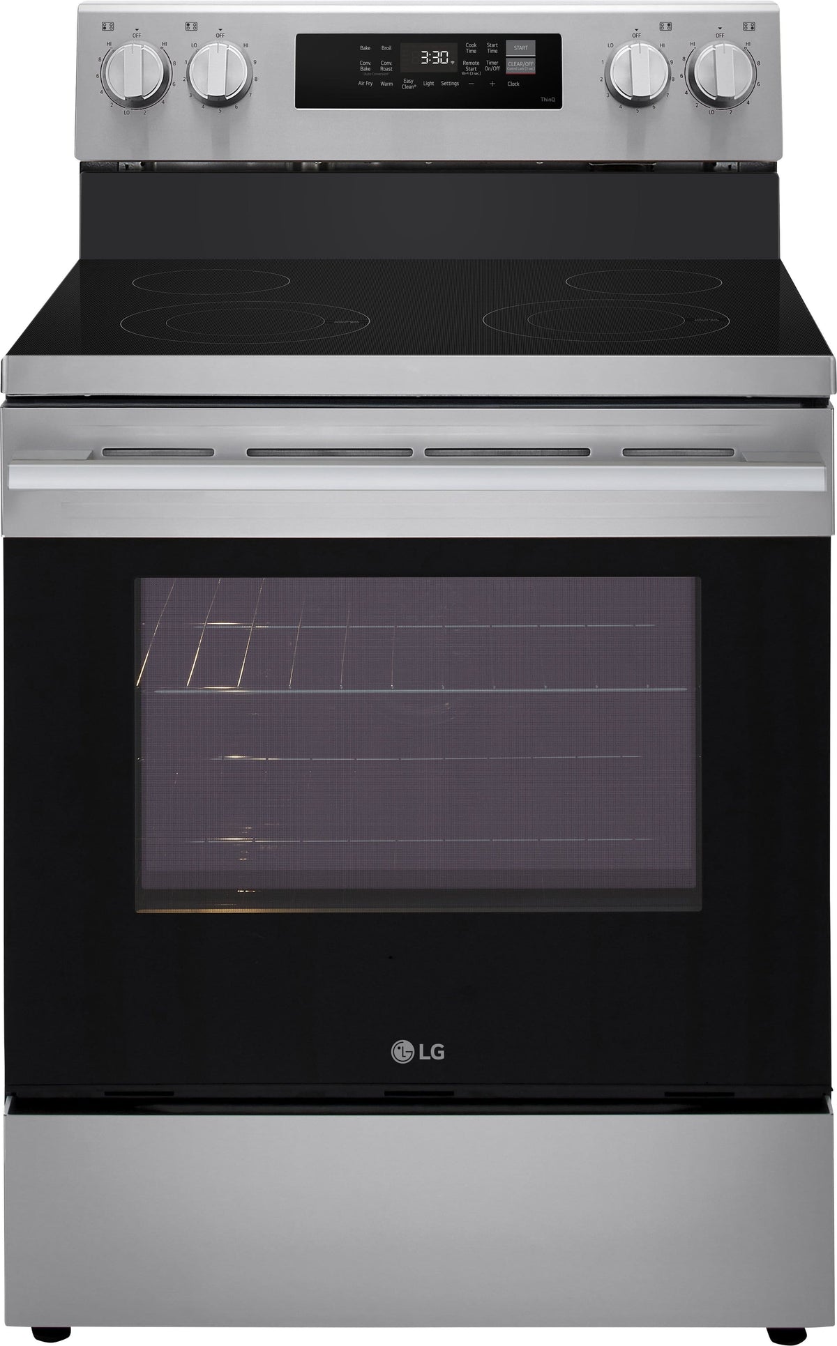LG - 30-in Wide 6.3 Cu. Ft. Freestanding Electric Convection Smart Range with 4 Elements, Air Fry and WideView Window - Stainless Steel