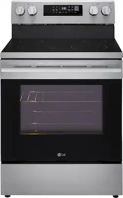LG - 30-in Wide 6.3 Cu. Ft. Freestanding Electric Convection Smart Range with 4 Elements, Air Fry and WideView Window