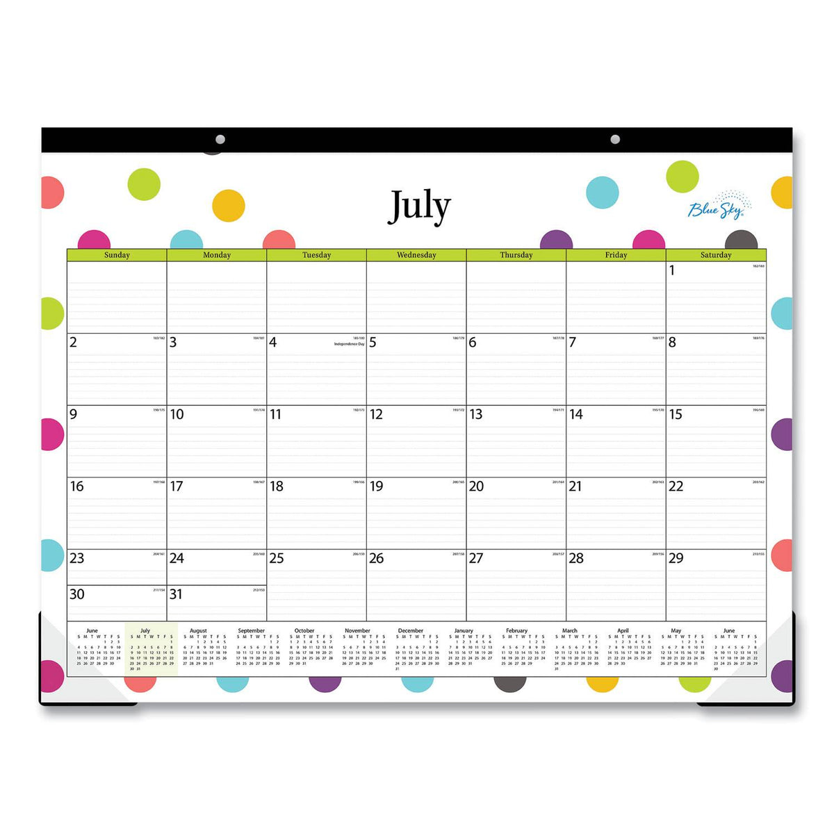 Blue Sky - Teacher Dots Academic Desk Pad  22 x 17  Black Binding  Clear Corners  12 Month  July to June   2025 to 2026