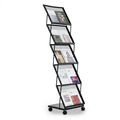 VEVOR - Brochure Display Rack, Foldable 5 Pockets Magazine Literature Display Stand, Movable Floor Standing Magazine Rack