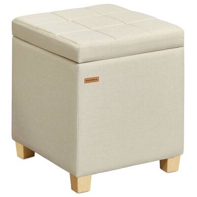 Songmics Home - Square Storage Ottoman, Foot Stool Footrest with Legs, Ottoman Cube with Hinged Lid, for Living Room, Bedroom