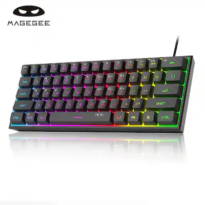 MageGee - 60% Gaming Keyboard, RGB Backlit 61‑Key Ultra‑Compact TS91 Ergonomic Waterproof Mechanical‑Feeling