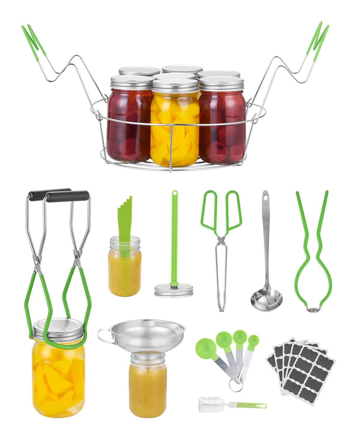 VEVOR - Canning Supplies Starter Kit, 9 Pieces Stainless Steel Water Bath Canning Kit for Beginners, Canning Tools Set: Rack - Green