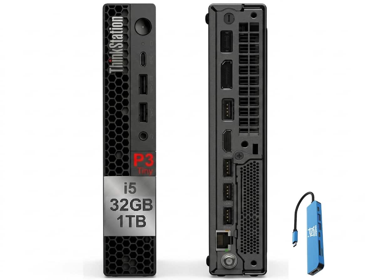 Lenovo - Upgraded - ThinkStation Desktop Mini PC P3 Tiny Workstation - Intel Core i5-14500 with 32GB Memory - 1TB SSD -  WIFI - Win 11Pro
