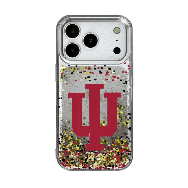 Front. Keyscaper - Indiana Hoosiers iPhone Glitter Confetti Design Case - 15 Pro Max - Multicolor.