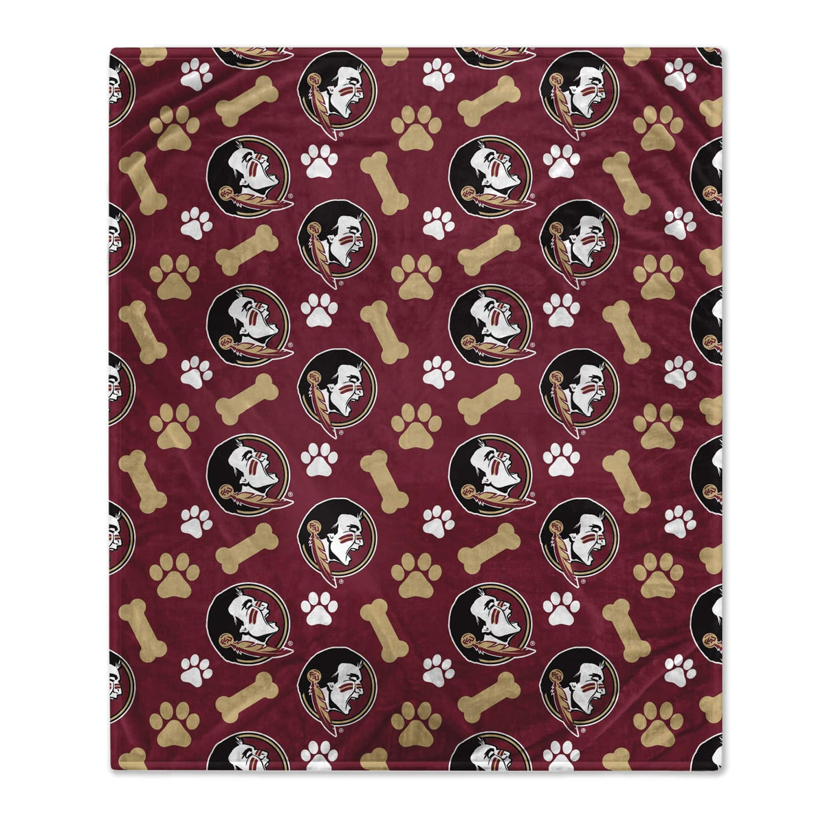 Pegasus - Florida State Seminoles 40" x 50" Lightweight Bones Flannel Fleece Pet Blanket - Maroon