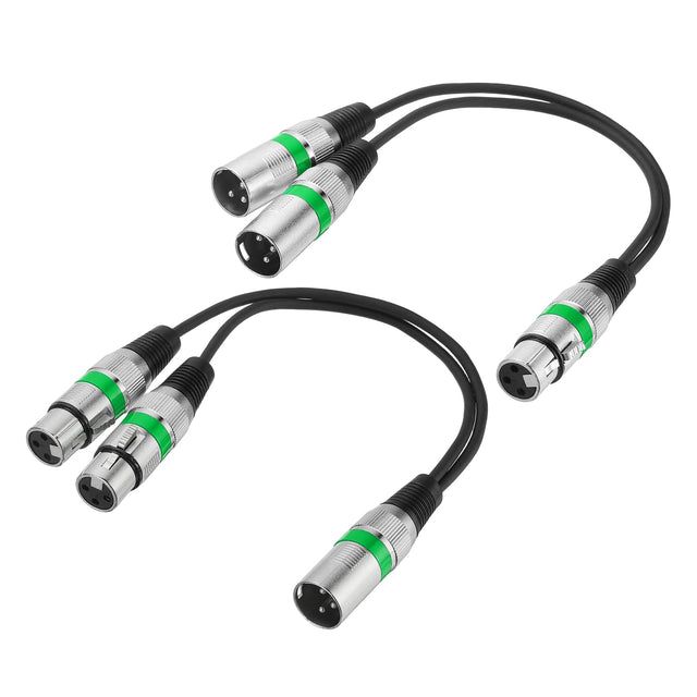 Front. Unique Bargains - 2pcs XLR Splitter Cable, 1F to 2M & 1M to 2F Y Cables for Balanced Audio, Mixers, Microphones - Green Circle.