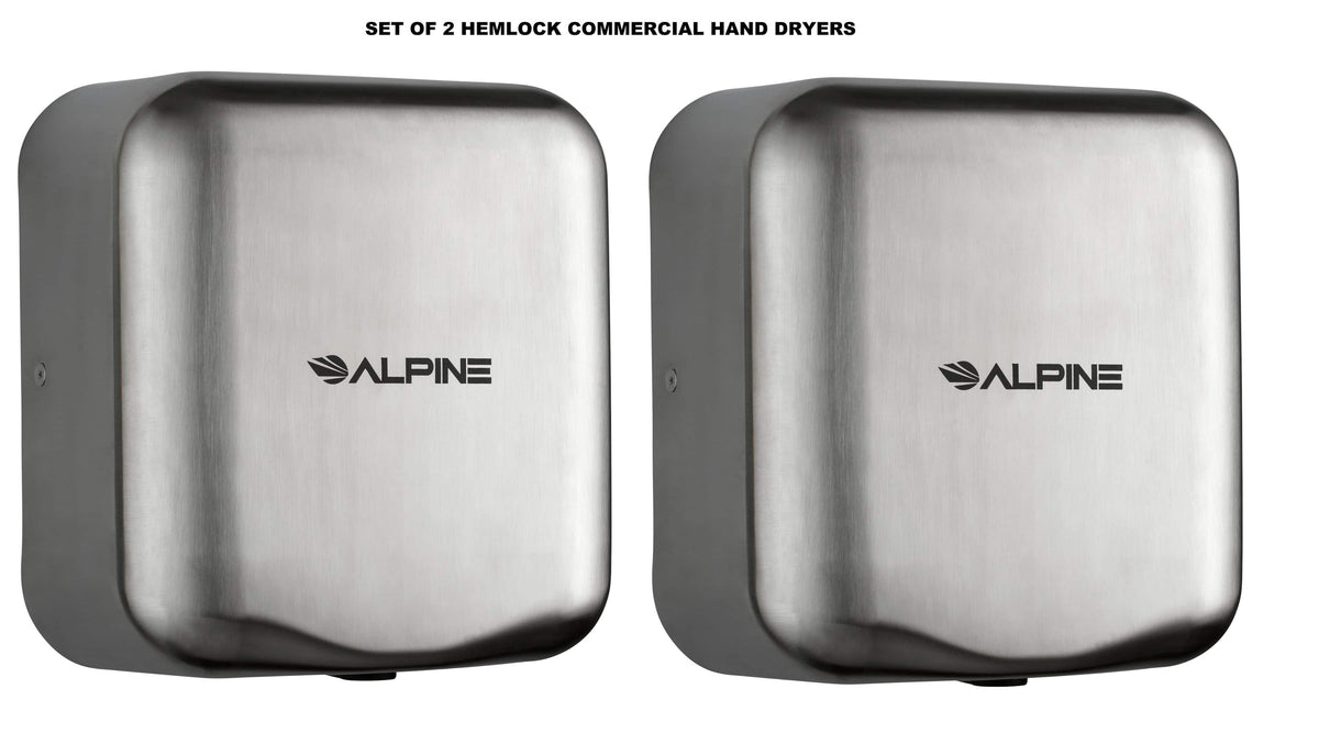 Alpine Industries - Hemlock Commercial Automatic High-Speed 120V Electric Hand Dryer 2 Pack - Stainless Steel