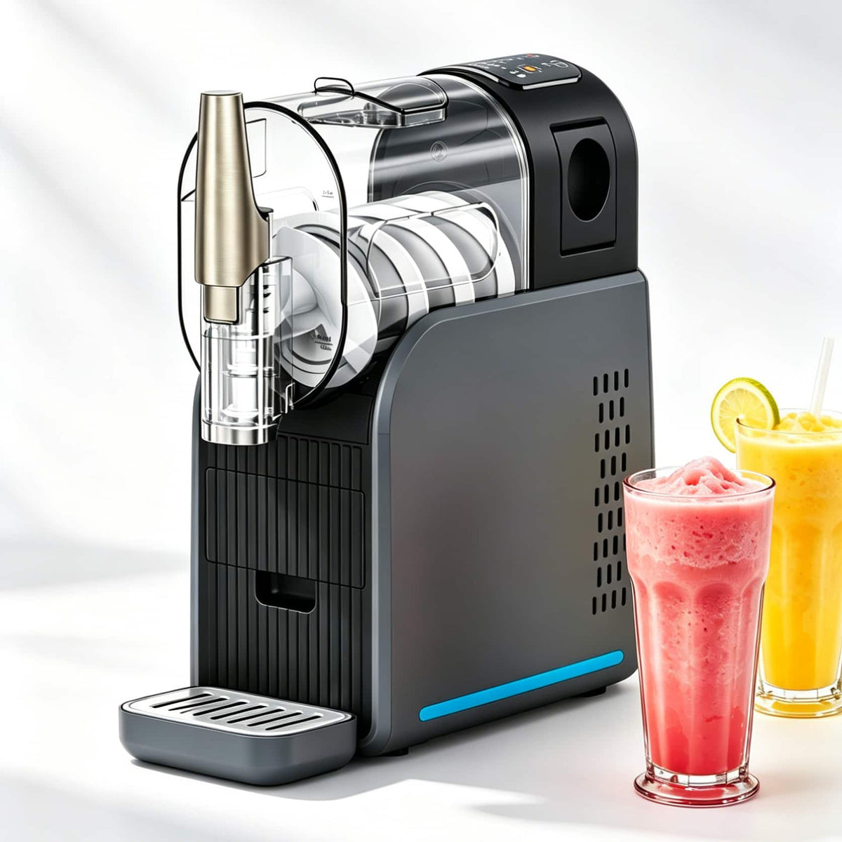 COWIN - Frozen Drink Maker - Slushie Machine with 5 Presets Custom Option Easy-Dispensing Lever - Gray
