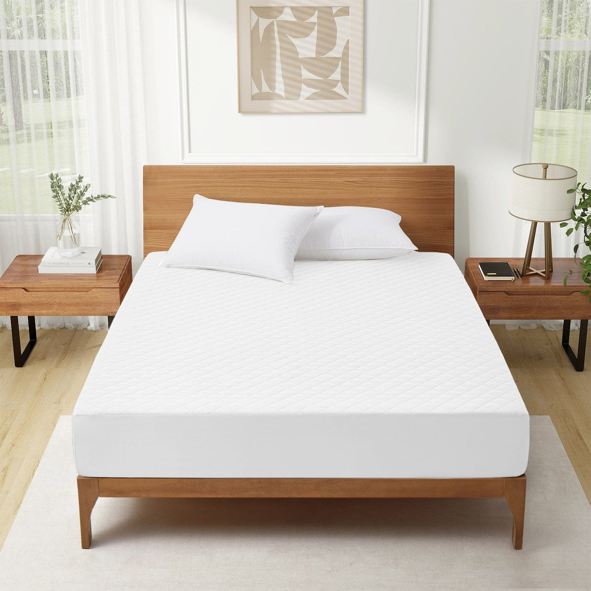 Peace Nest - Waterproof Mattress Protector - Noiseless & Secure Fit - Twin - White