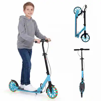 Costway - Kick Scooter for Kids Teens Adults Age 8+, Foldable Scooter with Light-up Wheels