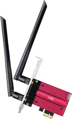 Cudy - WiFi 7 BE9300 PCIe Wi-Fi Card, Tri-Band 6GHz Wireless Adapter, Bluetooth 5.4, WPA3, Easy Setup, Black/Red