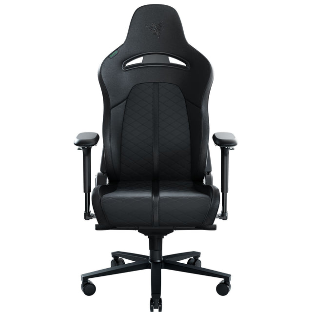 Front. Razer - Enki Gaming Chair with Synthetic Leather for All-Day Comfort - Black - Black.