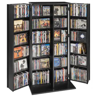 VEVOR - Media Storage Cabinet, 6-Tier DVD Shelf Organizer, 24.02 x 14.49 x 50 in Multimedia Storage Organizer for CDs, DVDs