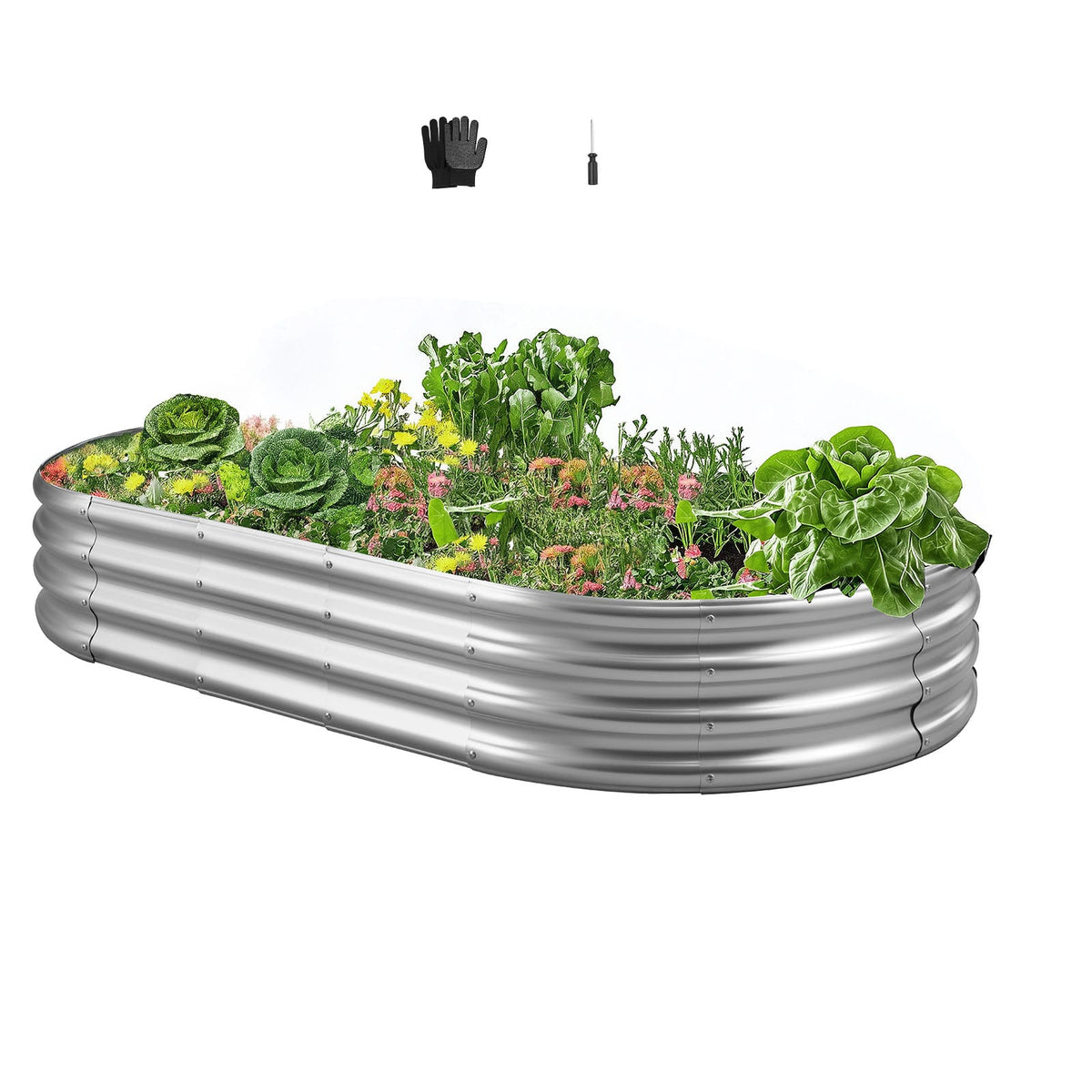 VEVOR - Metal Raised Garden Bed, 6 x 3 x 1 ft Outdoor Galvanized Planter Garden Box, Open Bottom Design - Silver