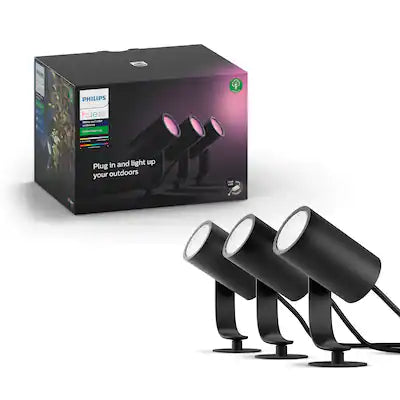 Philips - Hue Lily Outdoor Spotlight Basekit (3-pack)