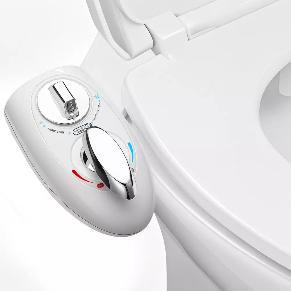Sugift - Non-Electric Warm Water Bidet Attachment with Dual Self-Cleaning Nozzles and Adjustable Pressure - White