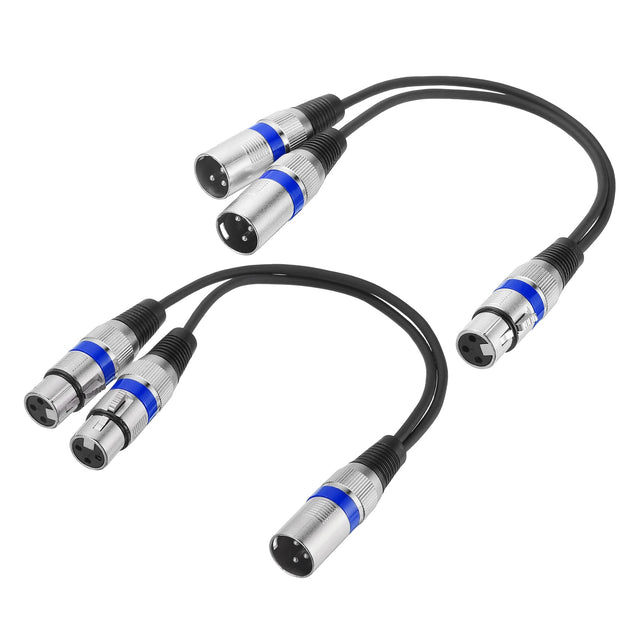 Front. Unique Bargains - 2pcs XLR Splitter Cable, 1F to 2M & 1M to 2F Y Cables for Balanced Audio, Mixers, Microphones - Blue Circle.