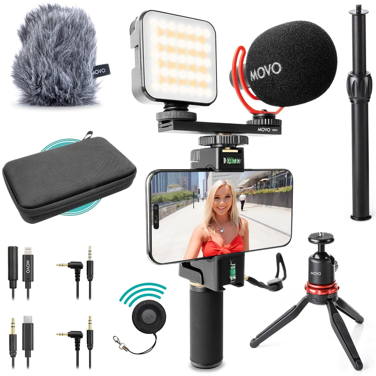 MOVO - iVlogger-PRO Vlogging Kit for iPhone/Android - YouTube Starter Kit for Content Creators - Accessories: Phone - Black