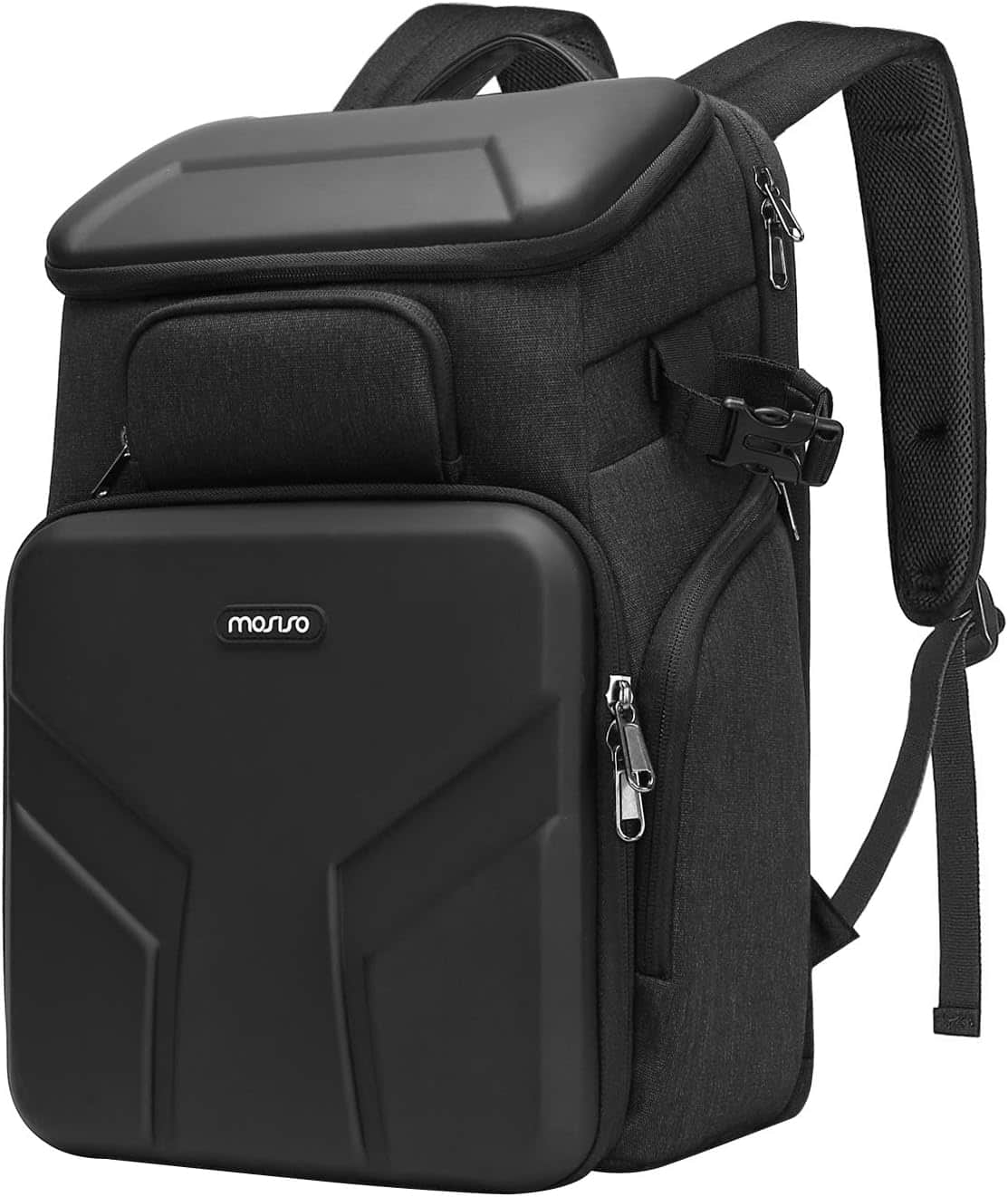mosiso - Camera Backpack 17.3 inch Waterproof Camera Bag with Front Hard Shell&Laptop Compartment&Tripod Holder&Rain Cover - Black
