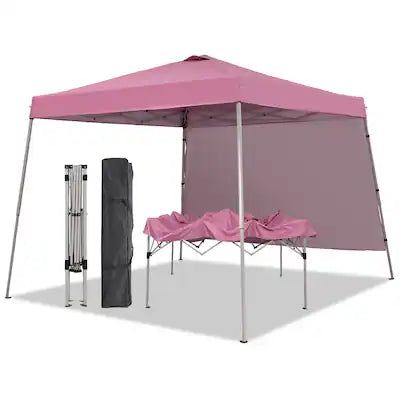 Ainfox - 10x10 Pop Up Canopy Tent with 1 Side Wall, Slant Legs with Carrying Bag,Folding Gazebo Shelter