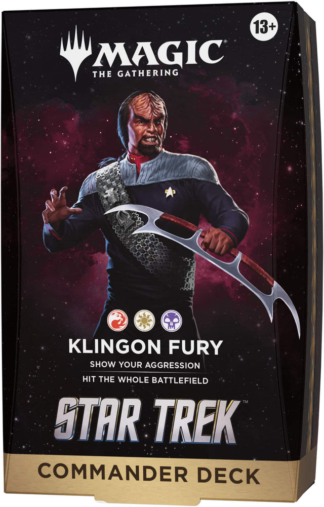 13+ MAGIC THE GATHERING KLINGON FURY SHOW YOUR AGGRESSION HIT THE WHOLE BATTLEFIELD TM STAR TREK COMMANDER DECK