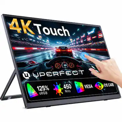 UPERFECT - 15.6" 4K Touchscreen Portable Monitor, 3840x2160 125% sRGB 450 Nits, USB-C & Mini HDMI, VESA