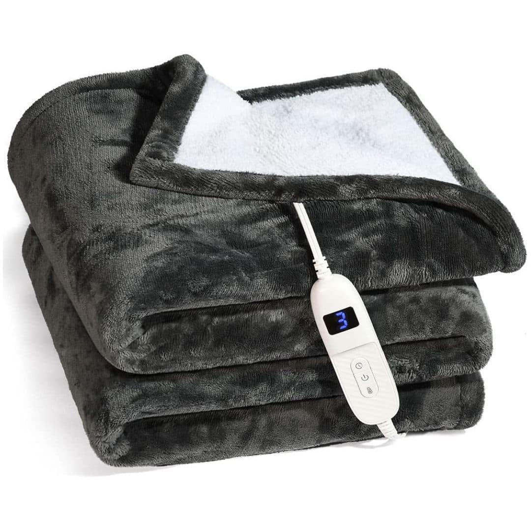 Medical King - Electric Heated Blanket with Hand Controller for 10 Heating Settings 50 x 60 - Gray