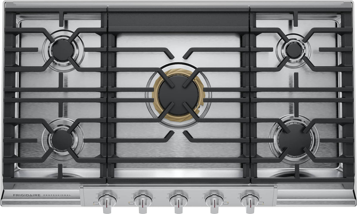 Frigidaire - 36 in. Wide 5 Burners Built-In Gas Cooktop - Stainless Steel