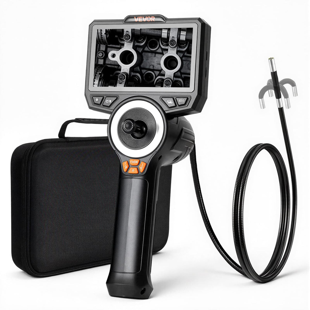 VEVOR - 4-Way Articulating Endoscope with Light, True 1080P HD Industrial Borescope Inspection Camera with 0.24-inch Slim - Black