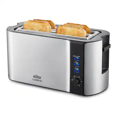 Elite Cuisine - ECT3051 Stainless Steel 4 Slice Long Slot Toaster