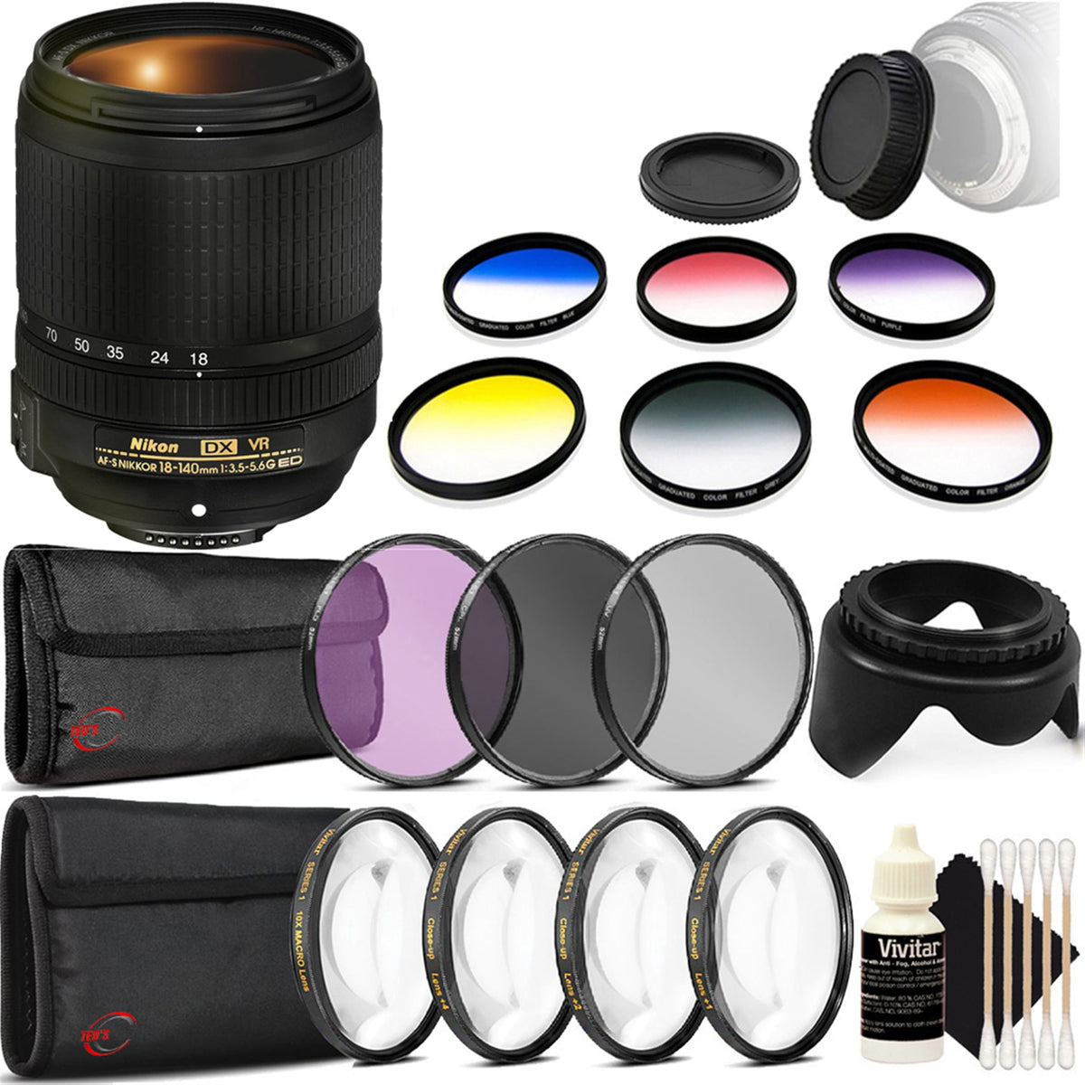AF-S DX NIKKOR 18-140mm Lens for Nikon DSLR Cameras w/ Accessories - Black