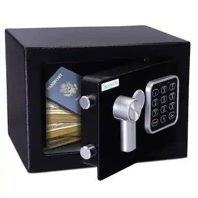 SereneLife - Premium Steel Digital Safe, 9.1" x 6.7" Secure for Cash, Firearms, & Jewelry, Electronic & Mechanical Access